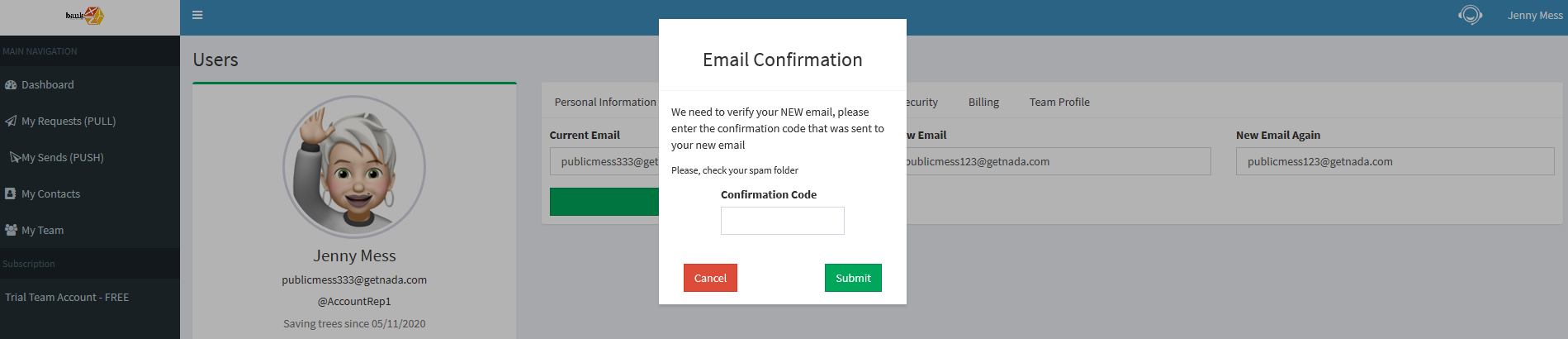 Change or Update your email address