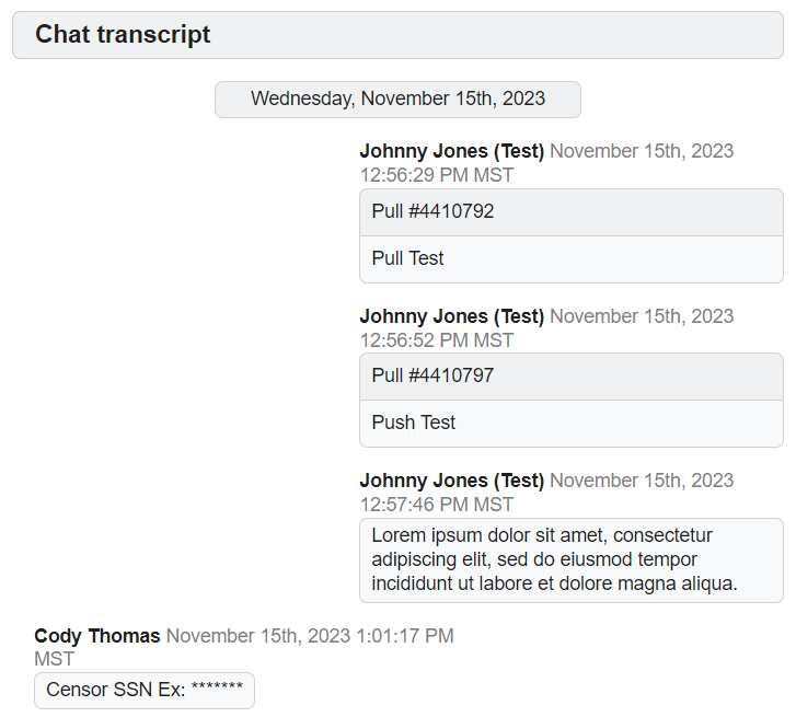 P2/Conversations Container Transcript Report