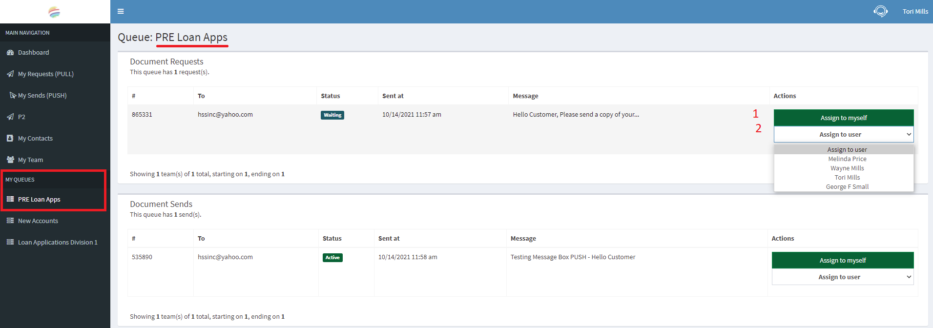 How to VIEW PULL requests inside a Queue - "Assign another user"