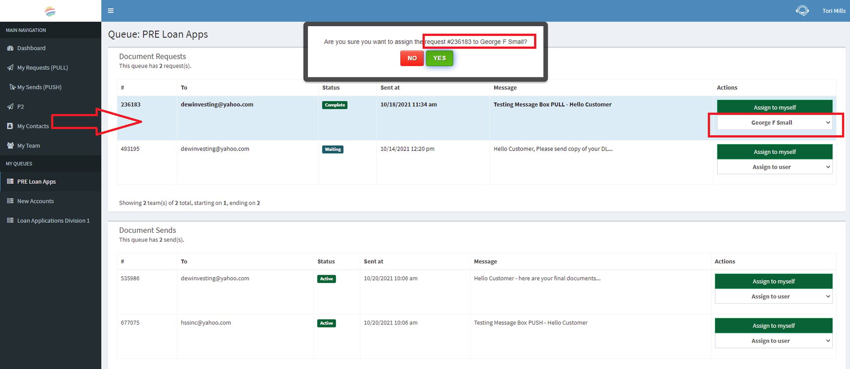 How to VIEW PULL requests inside a Queue - "Assign another user"