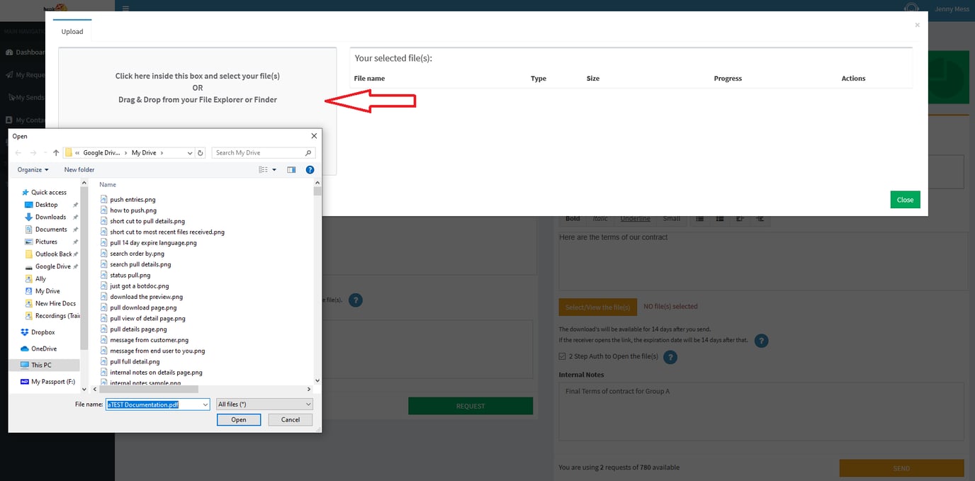 How to select files in a PUSH request