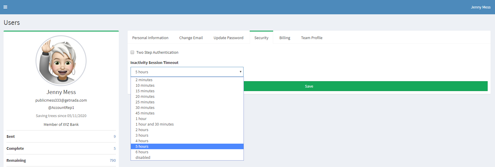How can USERS enable or change the Inactivity Session Timeout?