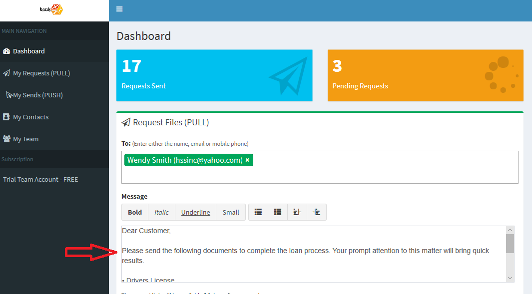 How to add and customize a message to a recipient (PUSH)