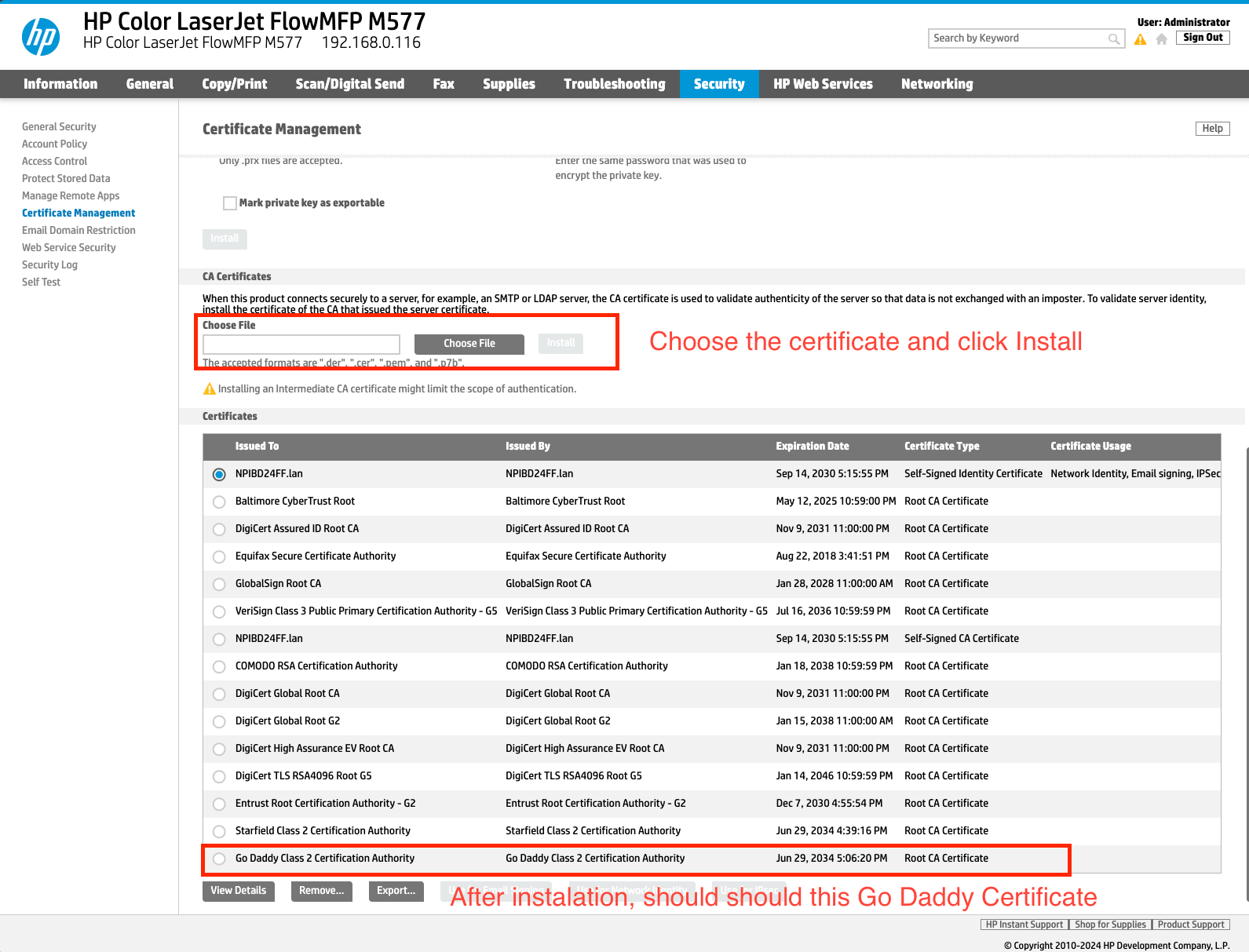 Configuring Botdoc SMTP on HP Color LaserJet Flow MFP M57